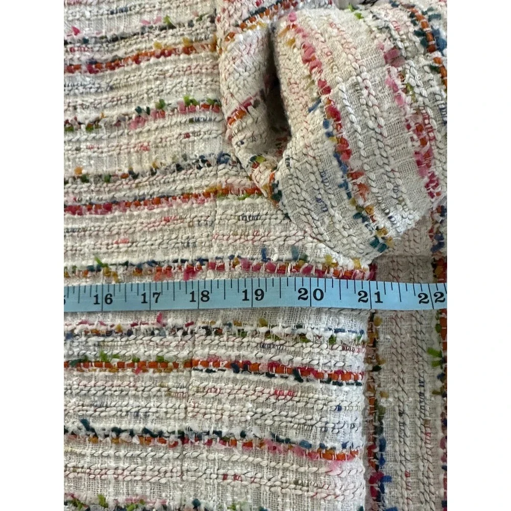J. Crew Tweed Blazer Jacket Multicolor Striped Collarless Size‎ 14
